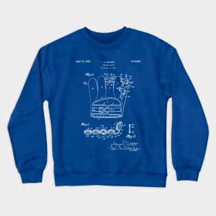 Baseball Glove Patent - Baseball Art - Blueprint Crewneck Sweatshirt